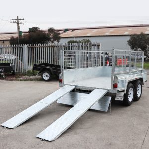 8x5 Australian Galvanised Cage Trailer with 2ft Cage 7Ft Slide Under Ramps