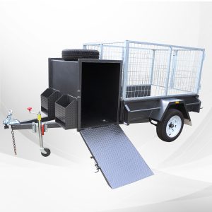 Single Axle Gardening Trailer for Sale with Enclosed Mower Box